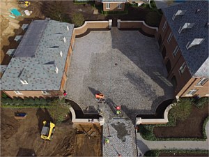 belgium block  driveway large estate belgium block border blacktop paving cobblestone courtyard all belgium block drone slate roof glen head cobble